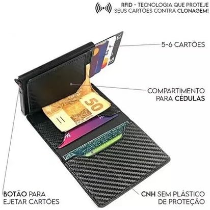 Carteira Do Futuro Rfid Porta Cartões Antifurto Cor:Preto